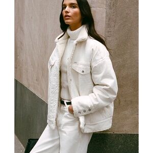 NWT Staud Reversible Denim Sherpa Jacket